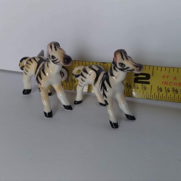 Mini Porcelain Zebra Figurines - Picture 2 of 2